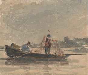 Pêcheurs Tirant un Filet